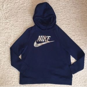 Nike Sweatshirt - Dark Blue with Silver -Large - L
